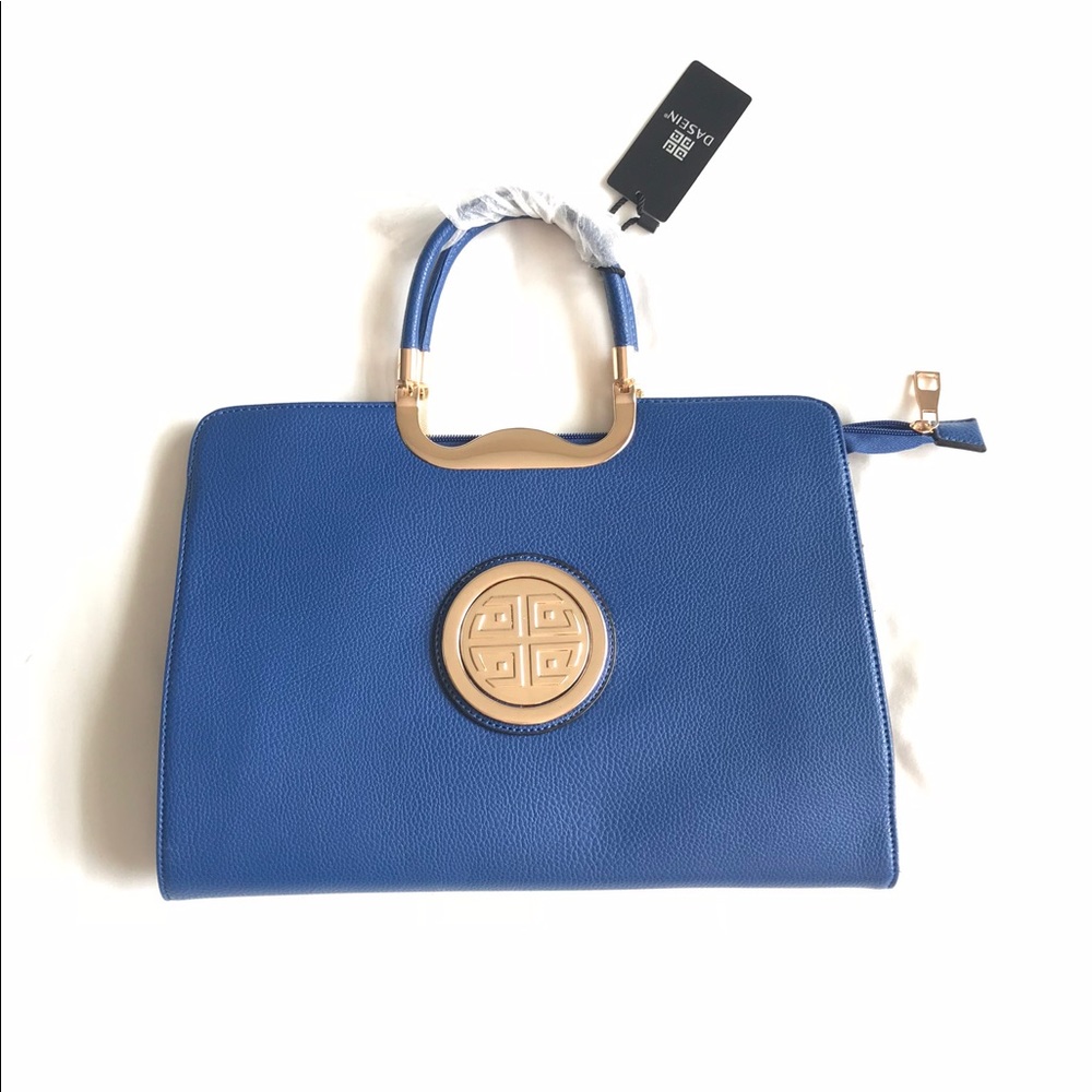 Royal Blue Purse. Handbag. Gold Accents. Blue Bag